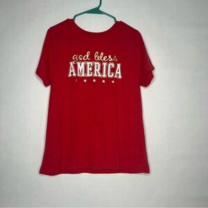 God Bless America Red Tee T-shirt Shirt‎ Soft Style